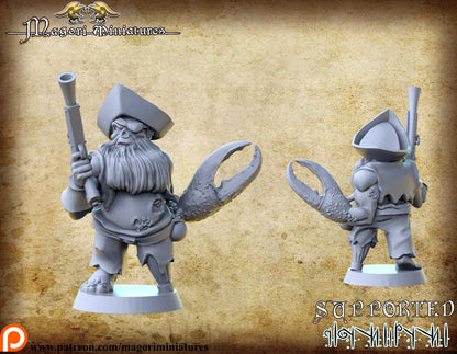 Mutant Pirate Zombie Dwarf, Fantasy Skirmish Miniatures by Magori Miniatures, perfect for Fantasy Wargames and RPGs