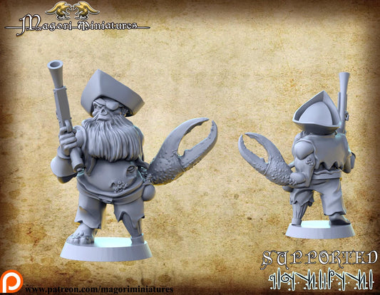 Mutant Pirate Zombie Dwarf, Fantasy Skirmish Miniatures by Magori Miniatures, perfect for Fantasy Wargames and RPGs