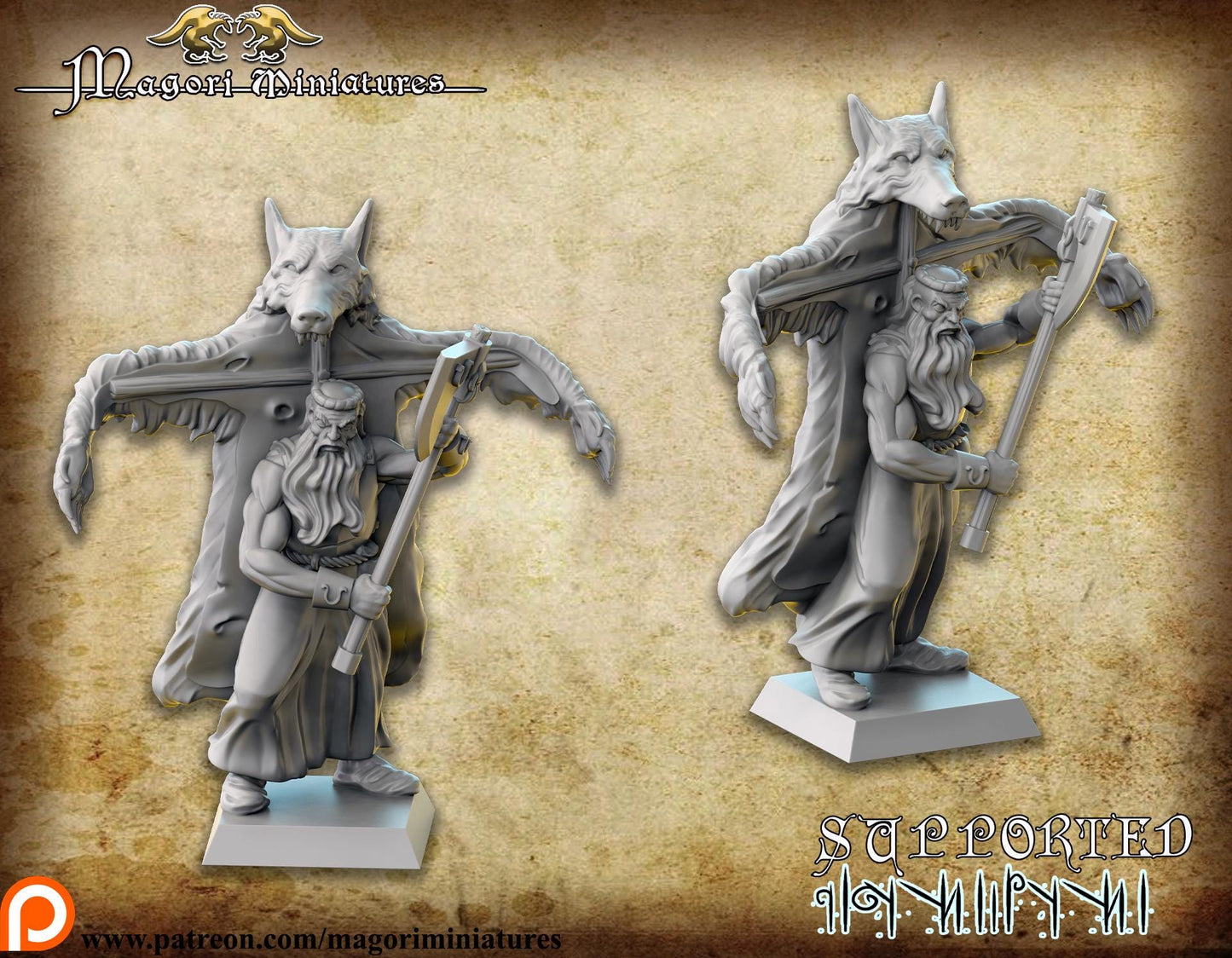 Wolf Priest, Fantasy Skirmish Miniatures by Magori Miniatures, perfect for Fantasy Wargames and RPGs
