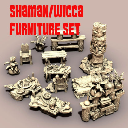 Evil Witch Alchemy Furniture by GameScape3D - 3D Printed Tabletop Terrain, Perfect for Wargames, Board Games, RPGs