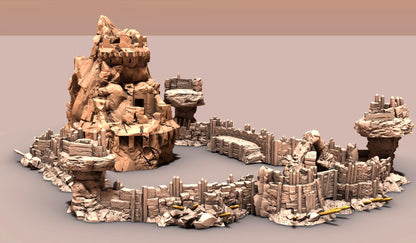 Orc Wasteland Fort and Dwarven Ruin - 3D Printed Tabletop Terrain, Perfect for Wargames, Board Games, Role Playing Games