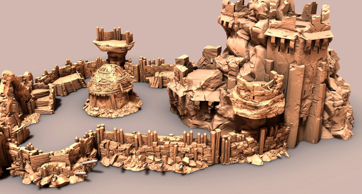 Orc Wasteland Fort and Dwarven Ruin - 3D Printed Tabletop Terrain, Perfect for Wargames, Board Games, Role Playing Games