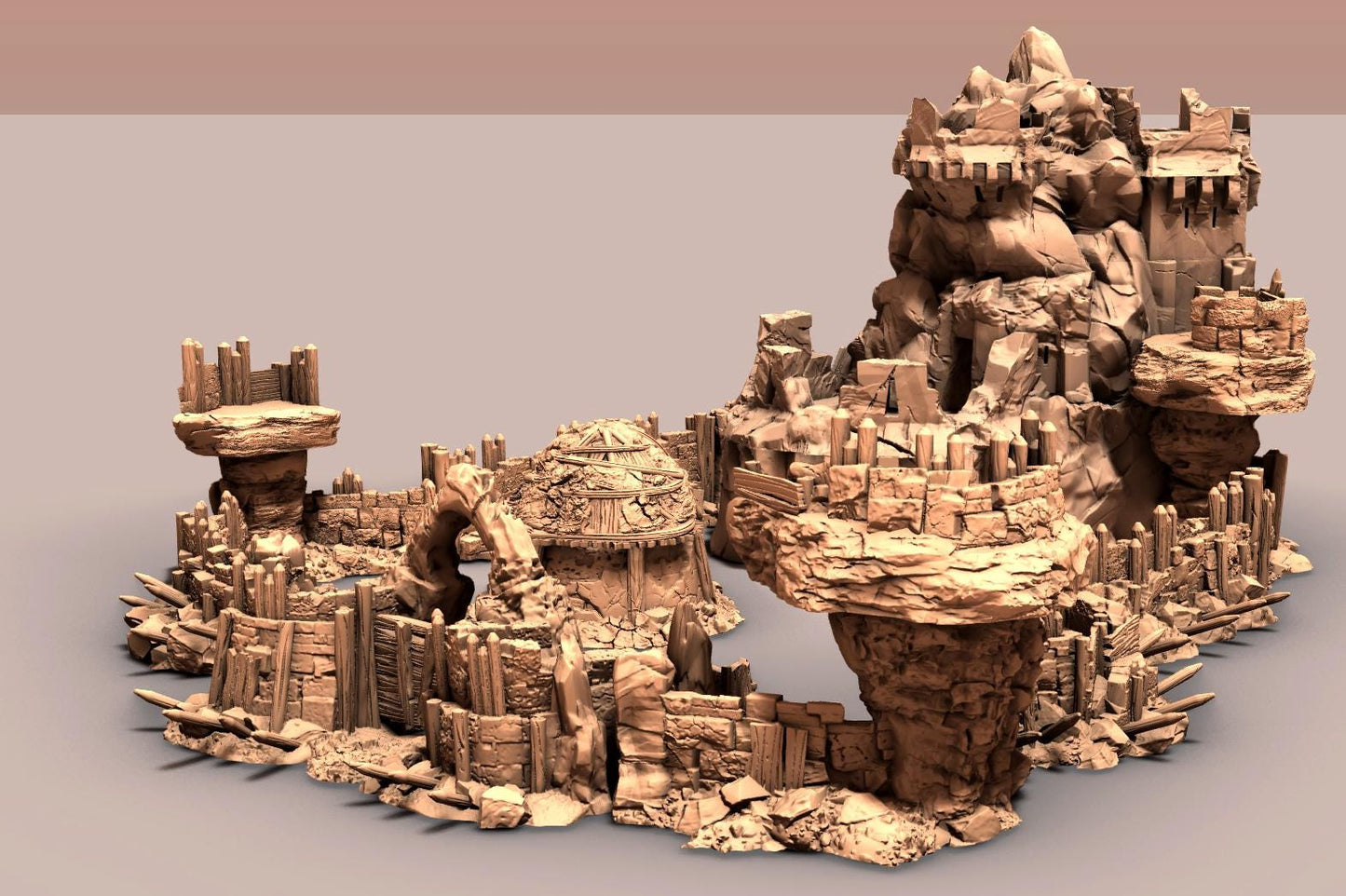 Orc Wasteland Fort and Dwarven Ruin - 3D Printed Tabletop Terrain, Perfect for Wargames, Board Games, Role Playing Games