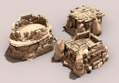 Badland Orc Houses - 28mm 3D Printed Tabletop Terrain, Perfect for Wargames, Board Games, Role Playing Games