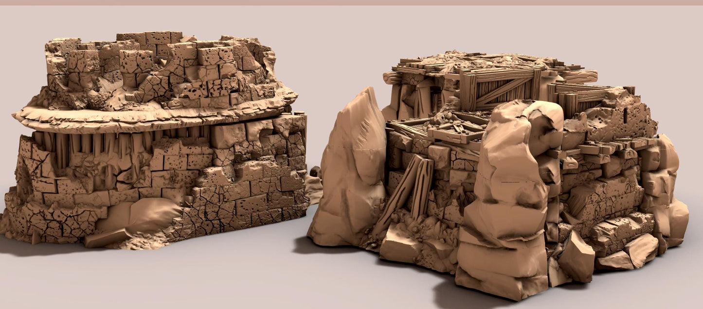 Badland Orc Houses - 28mm 3D Printed Tabletop Terrain, Perfect for Wargames, Board Games, Role Playing Games