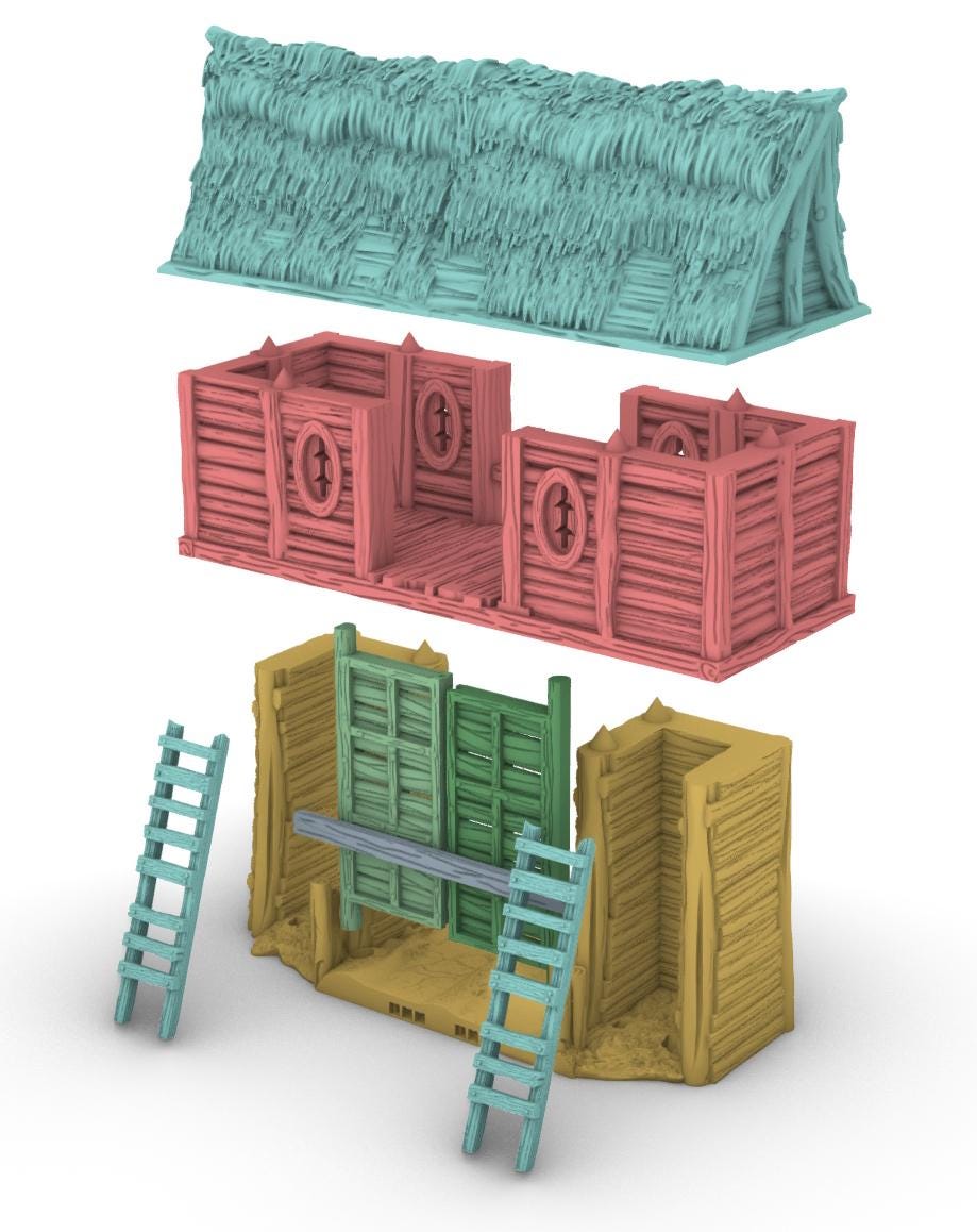 Toll Gate, Towers, & Palisades by GameScape3D - 3D Printed Tabletop Terrain, Perfect for Wargames, Role playing games, Tabletop games