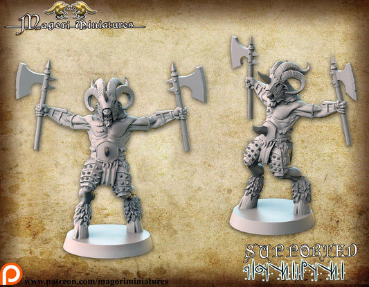 Goatman Warlord, Fantasy Miniatures by Magori Miniatures, perfect for Fantasy Wargames and RPGs