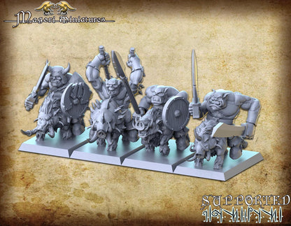 Orc Boar Riders, Fantasy Miniatures by Magori Miniatures, perfect for Fantasy Wargames and RPGs