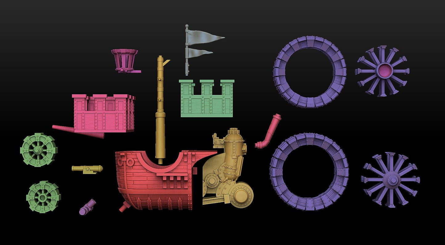 Steam fueled Landship with crew, Fantasy Skirmish Miniatures by Magori Miniatures, perfect for Fantasy Wargames and RPGs