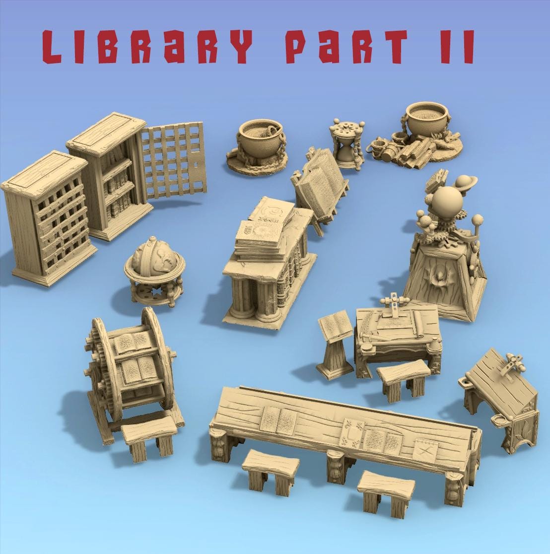 Library Scatter Terrain by GameScape3D - 3D Printed Tabletop Terrain, Perfect for Wargames, Board Games, RPGs