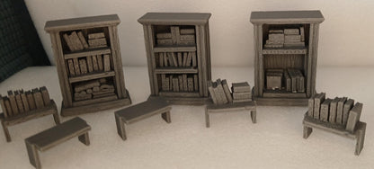 Bookcases with Over 40 insert Shelves - Scatter Terrain by GameScape3D - 3D Printed Terrain, Perfect for Wargames, Board Games, RPGs