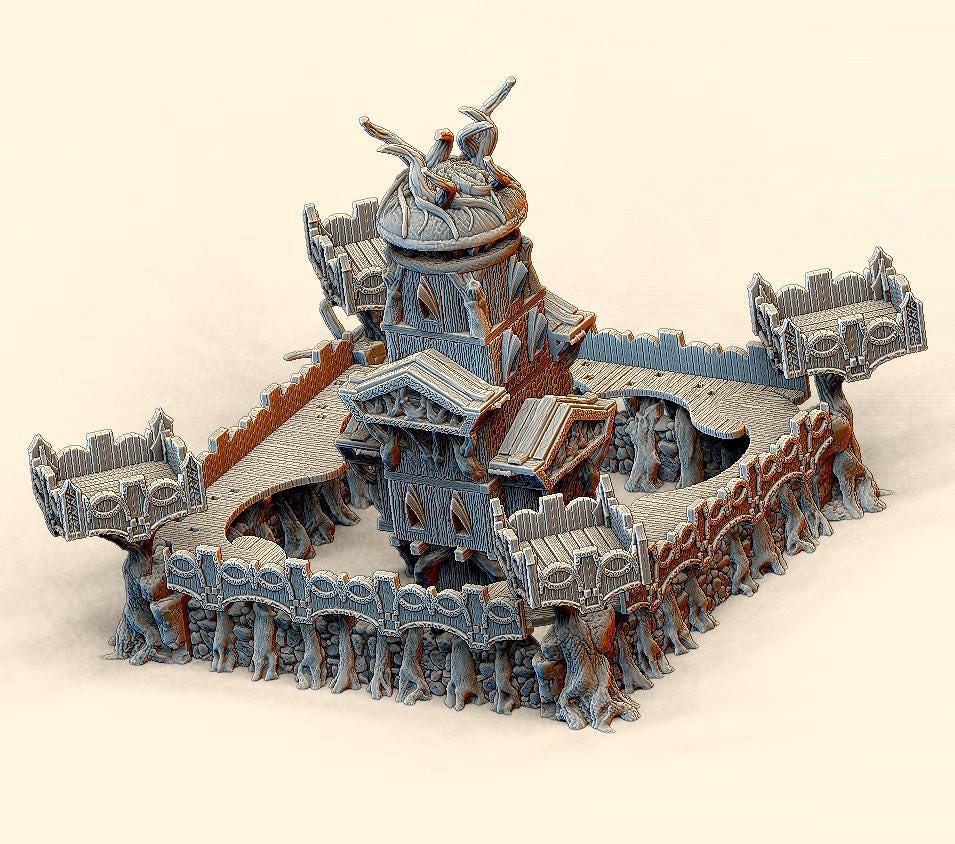 Wood Elf Fort and Buildings - 3D Printed Tabletop Terrain, Perfect for Wargames, Board Games, Role Playing Games
