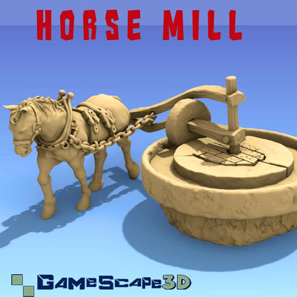 Horse Mill by GameScape3D - 3D Printed Tabletop Terrain, Perfect for Wargames, Role playing games, Tabletop games