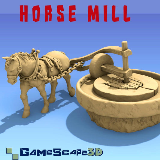 Horse Mill by GameScape3D - 3D Printed Tabletop Terrain, Perfect for Wargames, Role playing games, Tabletop games