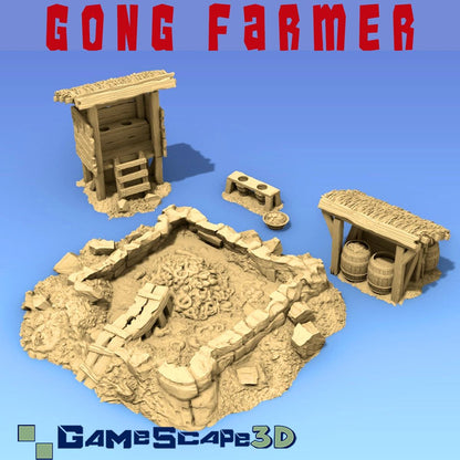 Gong Farm Scatter Terrain by GameScape3D - 3D Printed Tabletop Terrain, Perfect for Wargames, Role playing games, Tabletop games