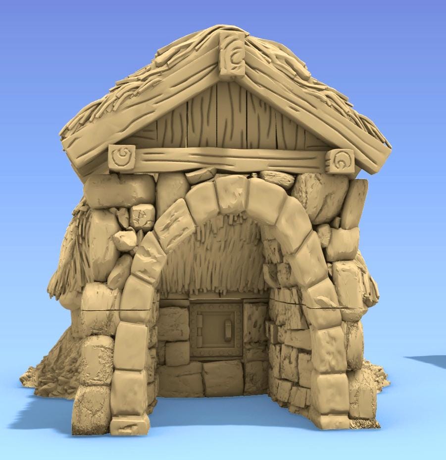 Ice and Grain Store Houses by GameScape3D - 3D Printed Tabletop Terrain, Perfect for Wargames, Role playing games, Tabletop games