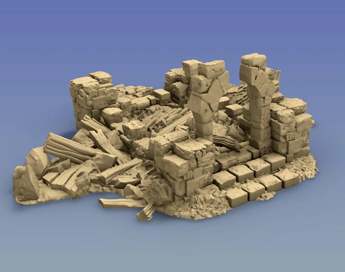 Rubble Building Ruin by GameScape3D - 3D Printed Tabletop Terrain, Perfect for Wargames, Role playing games, Tabletop games