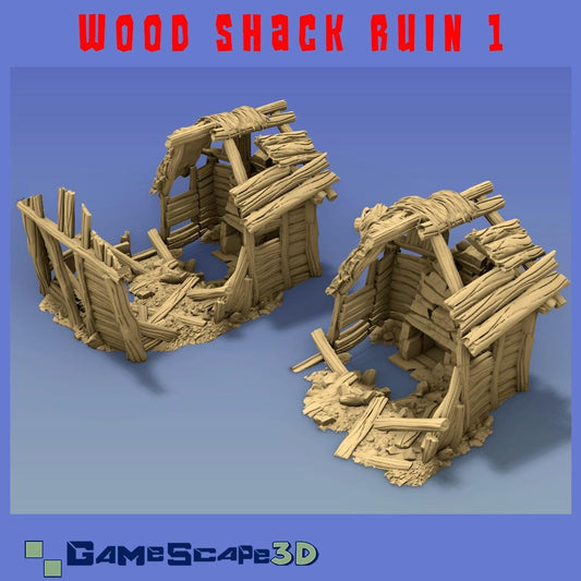 Wood Shack Ruin 1 by GameScape3D - 3D Printed Tabletop Terrain, Perfect for Wargames, Role playing games, Tabletop games
