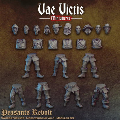 Modular Peasants Revolt, Miniatures, Bits and Weapon Conversions Fantasy by Vae Victis, perfect for Fantasy tabletop Wargames