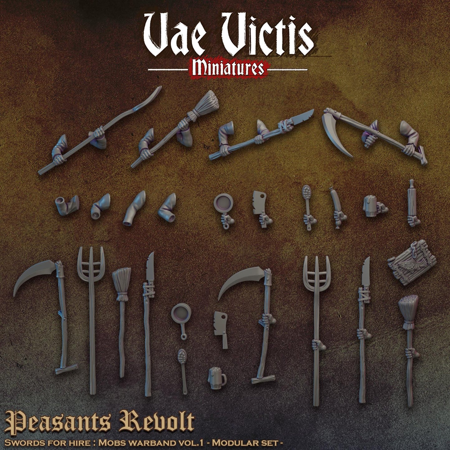 Modular Peasants Revolt, Miniatures, Bits and Weapon Conversions Fantasy by Vae Victis, perfect for Fantasy tabletop Wargames