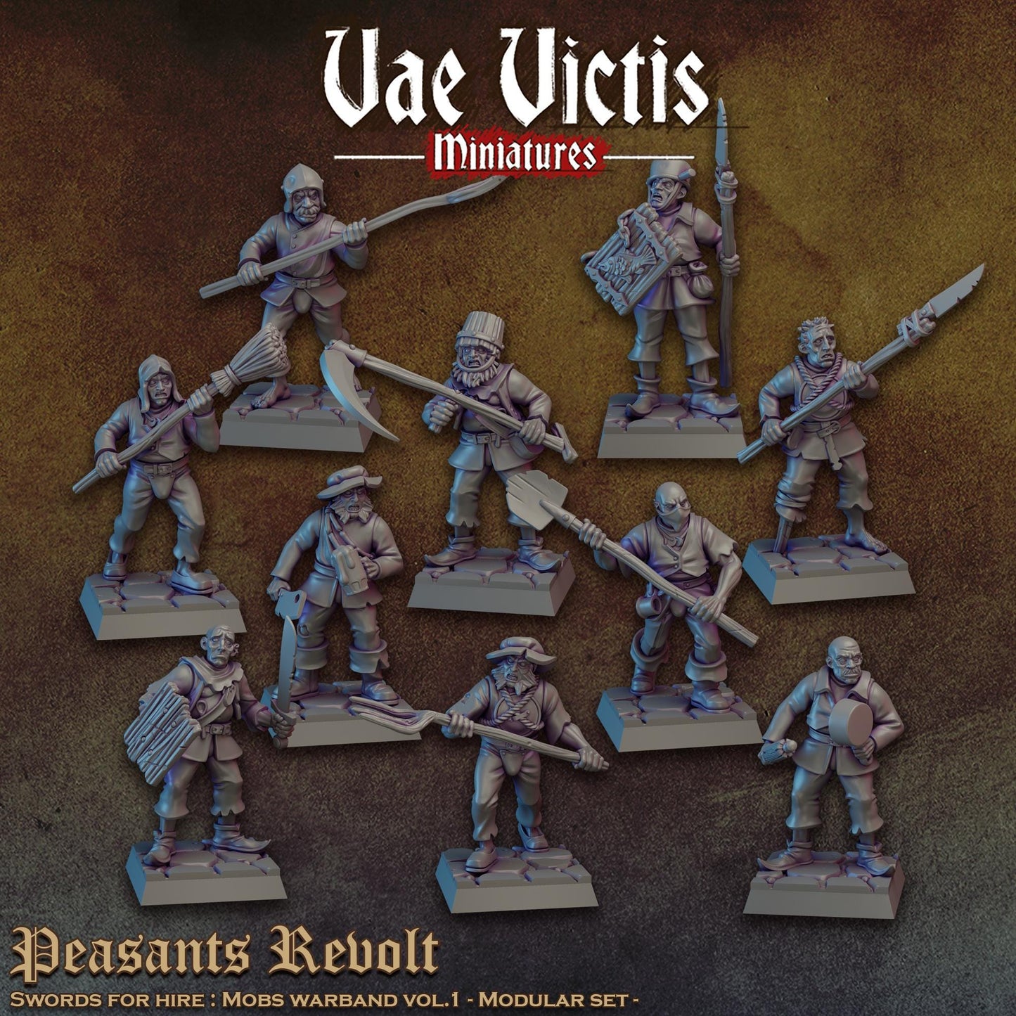 Modular Peasants Revolt, Miniatures, Bits and Weapon Conversions Fantasy by Vae Victis, perfect for Fantasy tabletop Wargames