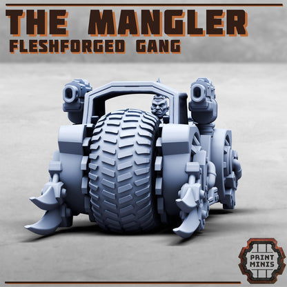 Fleshforged Mangler, Motorbike - a Muscular Gang - Sci-Fi Grimdark Mercenaries by Print Minis