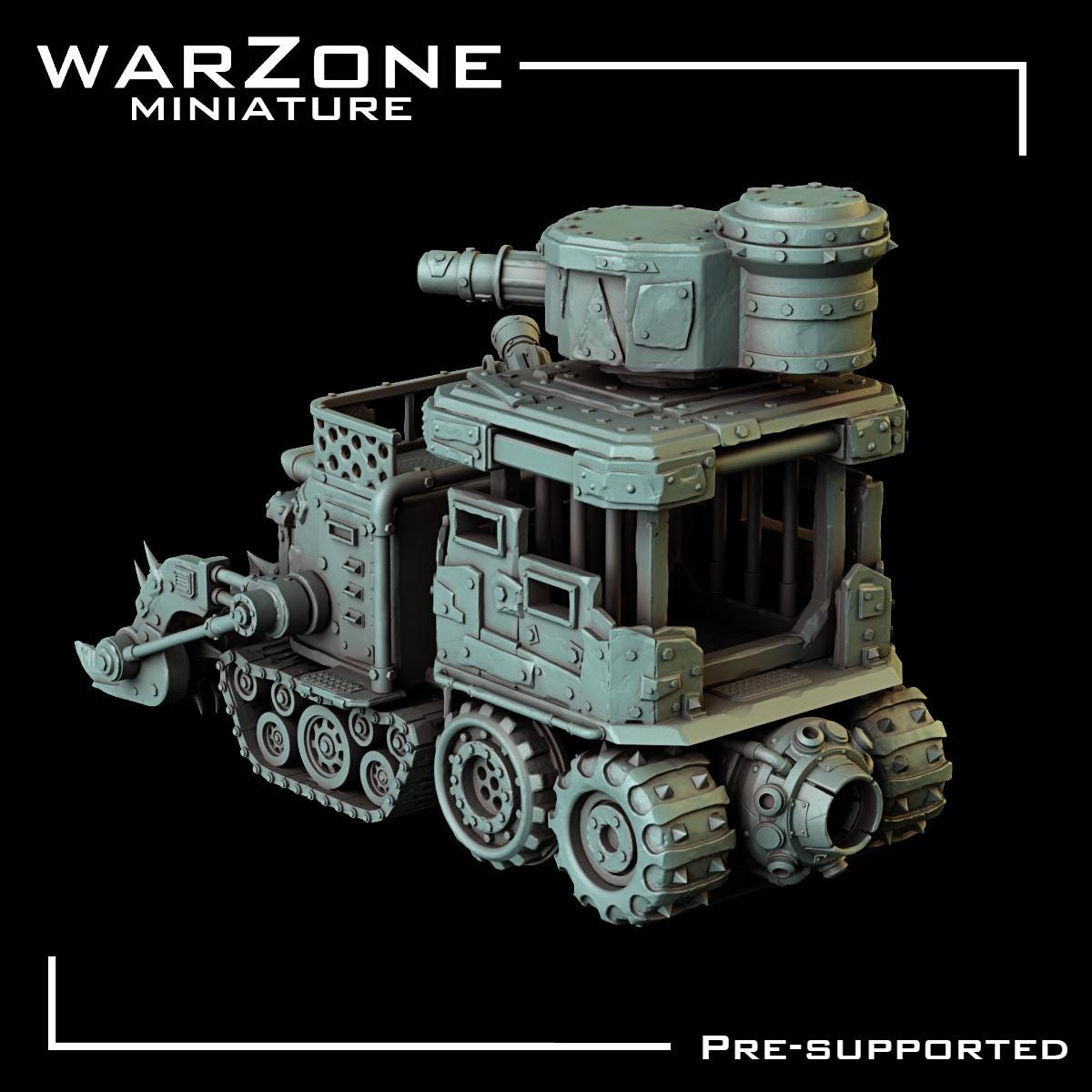 Orkaz Vehicle Wagon, Grimdark Orkish Menace Sculpted by WarZone Miniature, Scaled for Sci-Fi Miniature Wargames