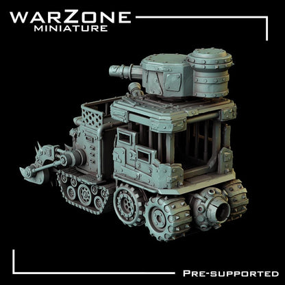 Orkaz Vehicle Wagon, Grimdark Orkish Menace Sculpted by WarZone Miniature, Scaled for Sci-Fi Miniature Wargames