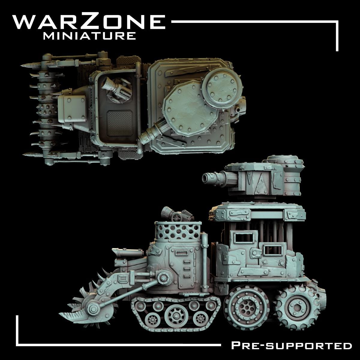 Orkaz Vehicle Wagon, Grimdark Orkish Menace Sculpted by WarZone Miniature, Scaled for Sci-Fi Miniature Wargames