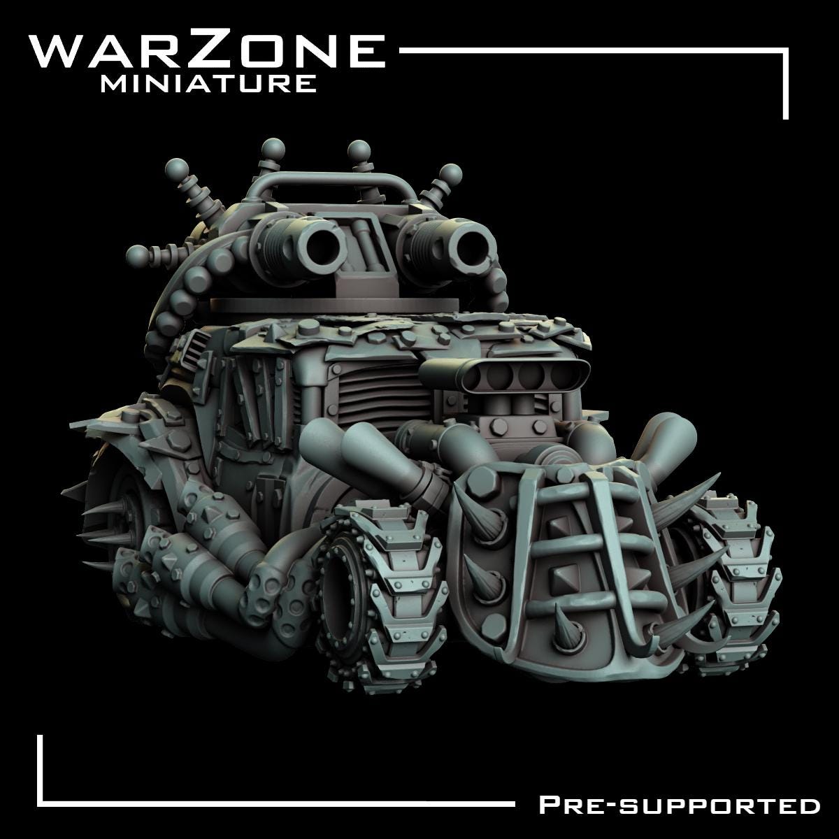 Orkaz buggy vehicle / Blaze Machine, Grimdark Orkish Menace Sculpted by WarZone Miniature, Scaled for Sci-Fi Miniature Wargames