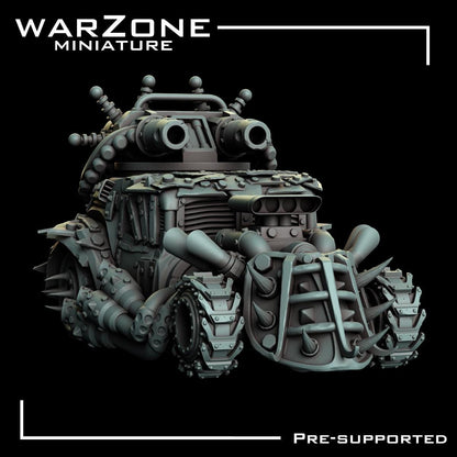 Orkaz buggy vehicle / Blaze Machine, Grimdark Orkish Menace Sculpted by WarZone Miniature, Scaled for Sci-Fi Miniature Wargames