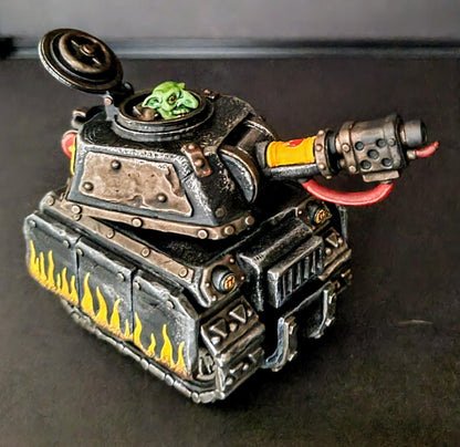 Orkaz Tank Vehicle / Junkyard Tank, Grimdark Orkish Menace Sculpted by WarZone Miniature, Scaled for Sci-Fi Miniature Wargames