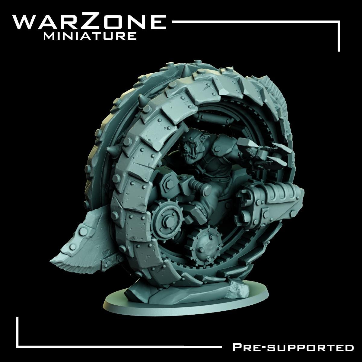 Orkaz vehicle / Orc Scraproller, Grimdark Orkish Menace Sculpted by WarZone Miniature, Scaled for Sci-Fi Miniature Wargames