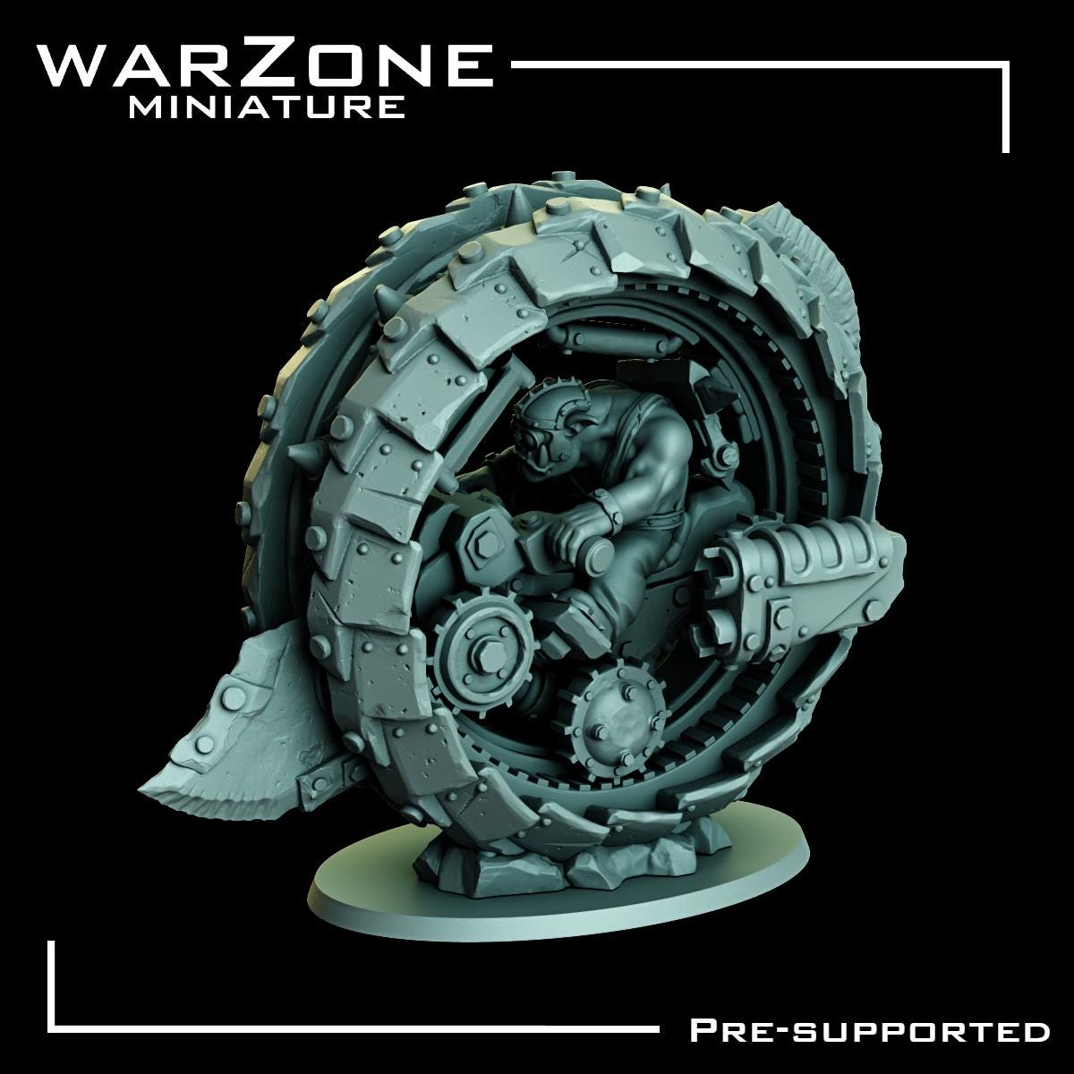 Orkaz vehicle / Orc Scraproller, Grimdark Orkish Menace Sculpted by WarZone Miniature, Scaled for Sci-Fi Miniature Wargames
