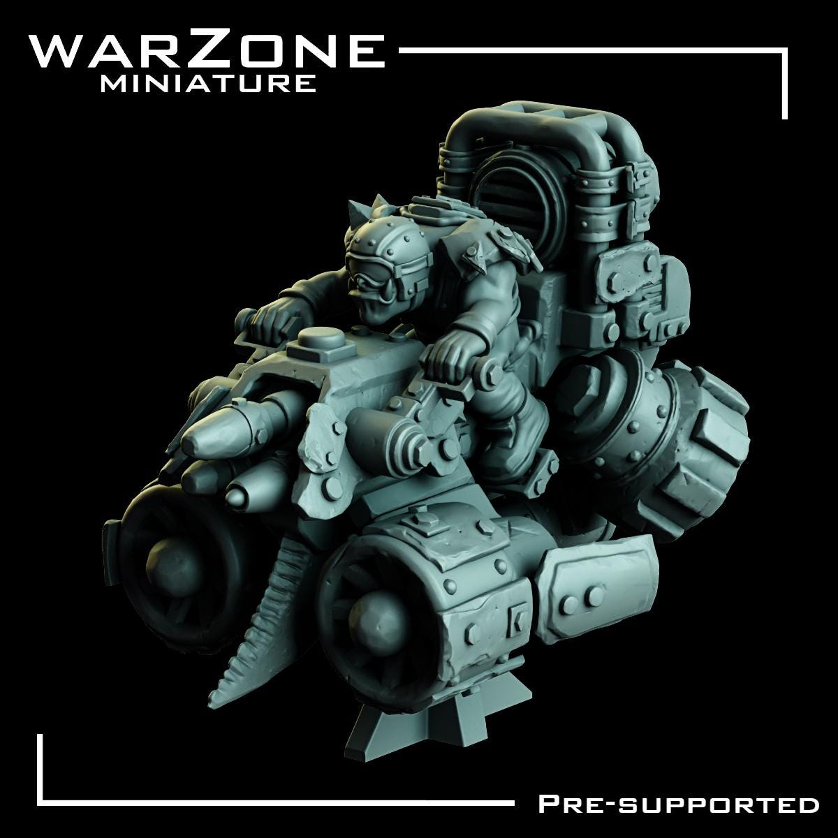 Orkaz vehicle / Orc Junkbrute Sky Raider, Grimdark Orkish Menace Sculpted by WarZone Miniature, Scaled for Sci-Fi Miniature Wargames