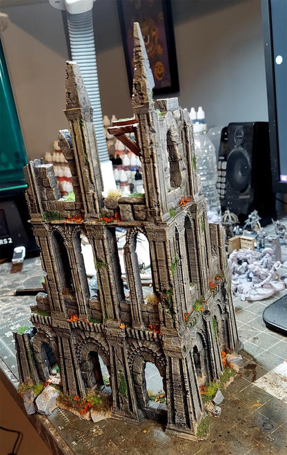 Cathedral Façade Ruins & Ladders - 3D Printed Tabletop Terrain, Perfect for Wargames, Role Playing Games, Tabletop Games