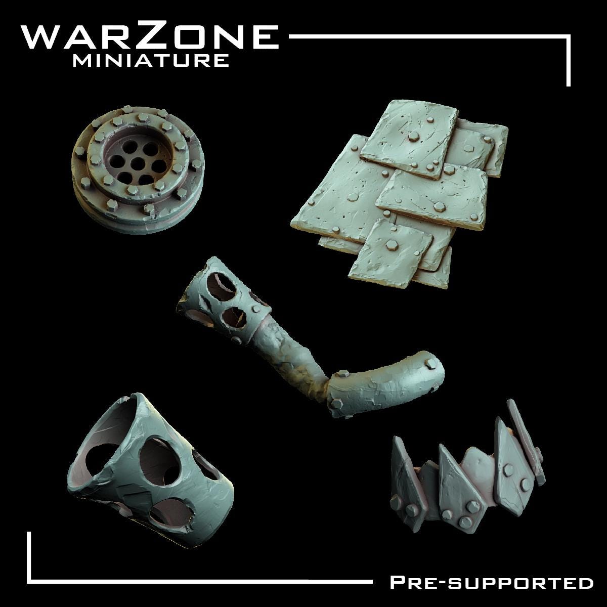 Orkaz Kitbash / Scraplands Kitbash Vol. 02, Grimdark Conversion Parts and Basing Materials Sculpted by WarZone Miniature, Miniature Wargames