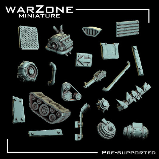 Orkaz Kitbash / Scraplands Kitbash Vol. 04, Grimdark Conversion Parts and Basing Materials Sculpted by WarZone Miniature, Miniature Wargames