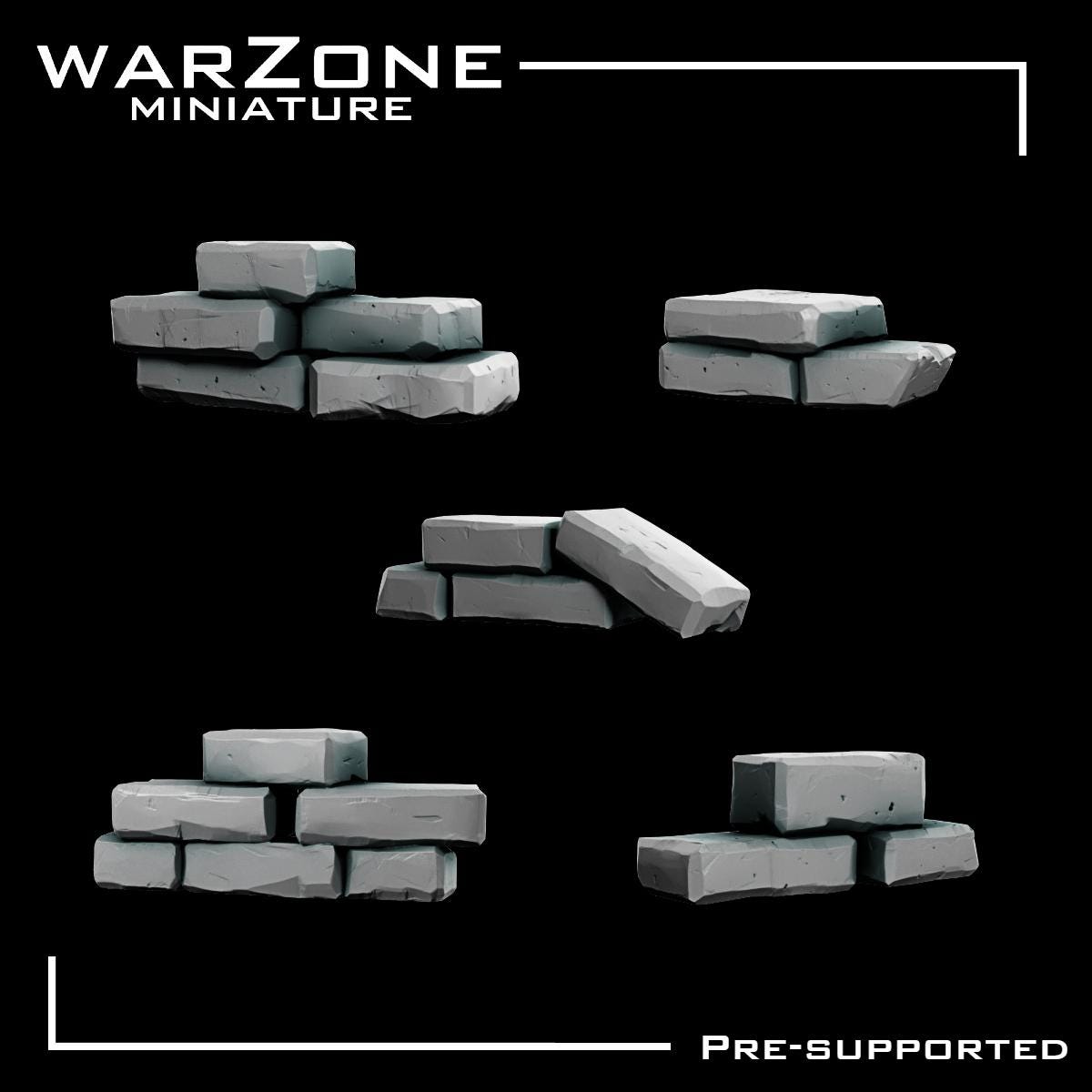 Bricks, Rock / Cobblestone Basing bits, Grimdark Conversion Parts and Basing Materials Sculpted by WarZone Miniature