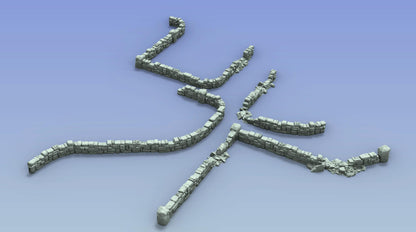 Stone Fence Scatter Terrain by GameScape3D - 3D Printed Tabletop Terrain, Perfect for Wargames, Role playing games, Tabletop games