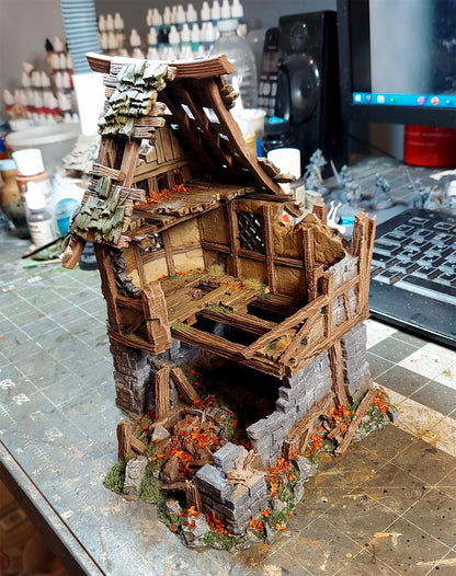 Timber Frame Ruin #2 by GameScape3D - 3D Printed Tabletop Terrain, Perfect for Wargames, Board Games, RPGs