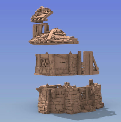 Timber Frame Ruin #2 by GameScape3D - 3D Printed Tabletop Terrain, Perfect for Wargames, Board Games, RPGs