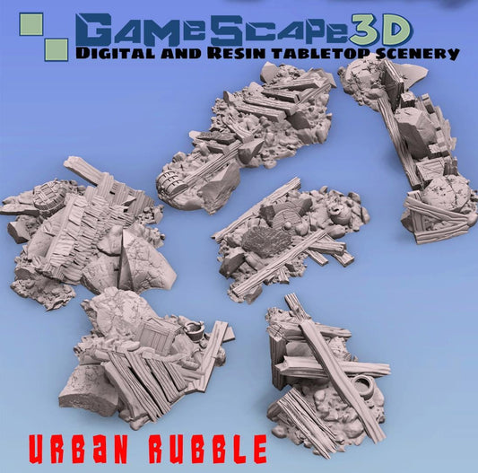 Urban Rubble Piles Scatter Terrain by GameScape3D - 3D Printed Tabletop Terrain, Perfect for Wargames, Role playing games, Tabletop games
