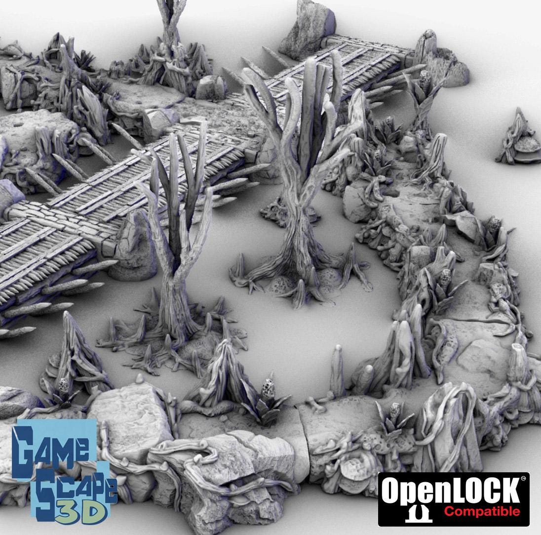 Swampland Roads and Trail - 3D Printed Tabletop Terrain, Perfect for Wargames, Board Games, Role Playing Games