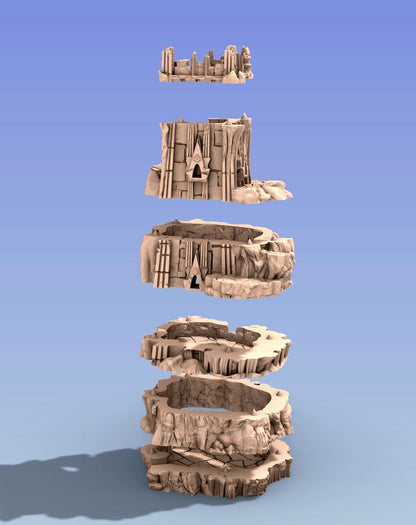 Dark Elf Tower Ruins by GameScape3D - 3D Printed Tabletop Terrain, Perfect for Wargames, Board Games, RPGs