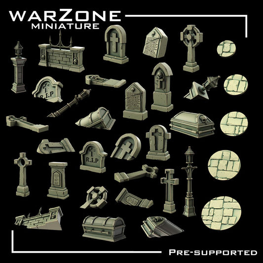 Cemetery / cemetery Graveyard Basing Bits, Grimdark Conversion Parts and Basing Materials Sculpted by WarZone Miniature