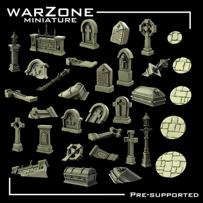 Cemetery / cemetery Graveyard Basing Bits, Grimdark Conversion Parts and Basing Materials Sculpted by WarZone Miniature