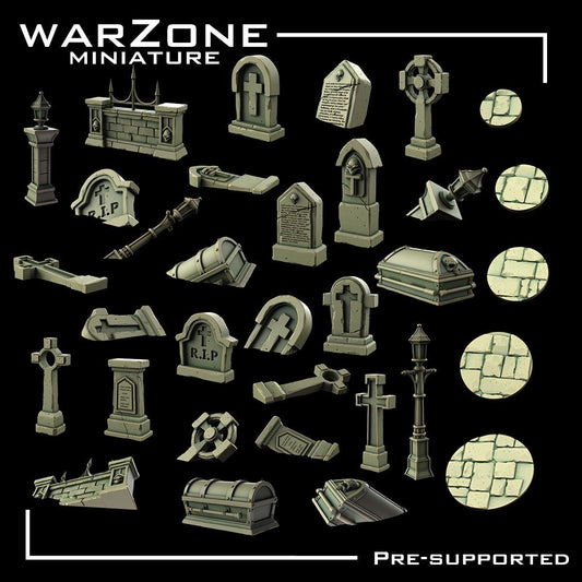 Cemetery / cemetery Graveyard Basing Bits, Grimdark Conversion Parts and Basing Materials Sculpted by WarZone Miniature