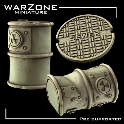 City / City Urban Basing Bits, Grimdark Conversion Parts and Basing Materials Sculpted by WarZone Miniature