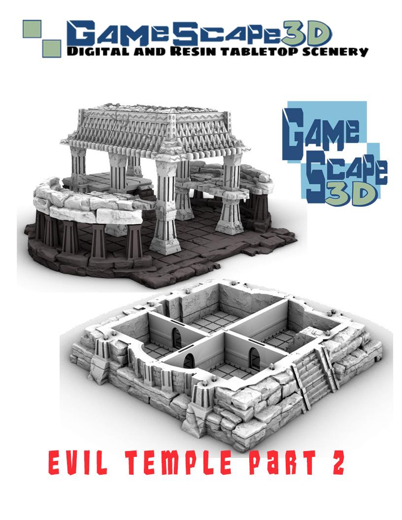 Evil Temple by GameScape3D - 3D Printed Tabletop Terrain, Perfect for Wargames, Board Games, RPGs